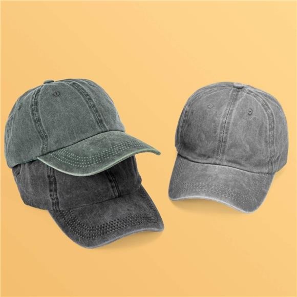 3 Pack Washed Plain Baseball Cap, Retro Adjustable Dad Hats Gift for Men/Women - Picture 2 of 7